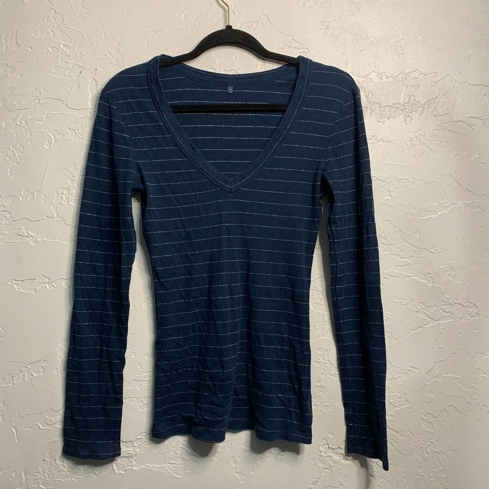 Arizona Jean Company Blue Stripe Long Sleeve T-shirt Women's